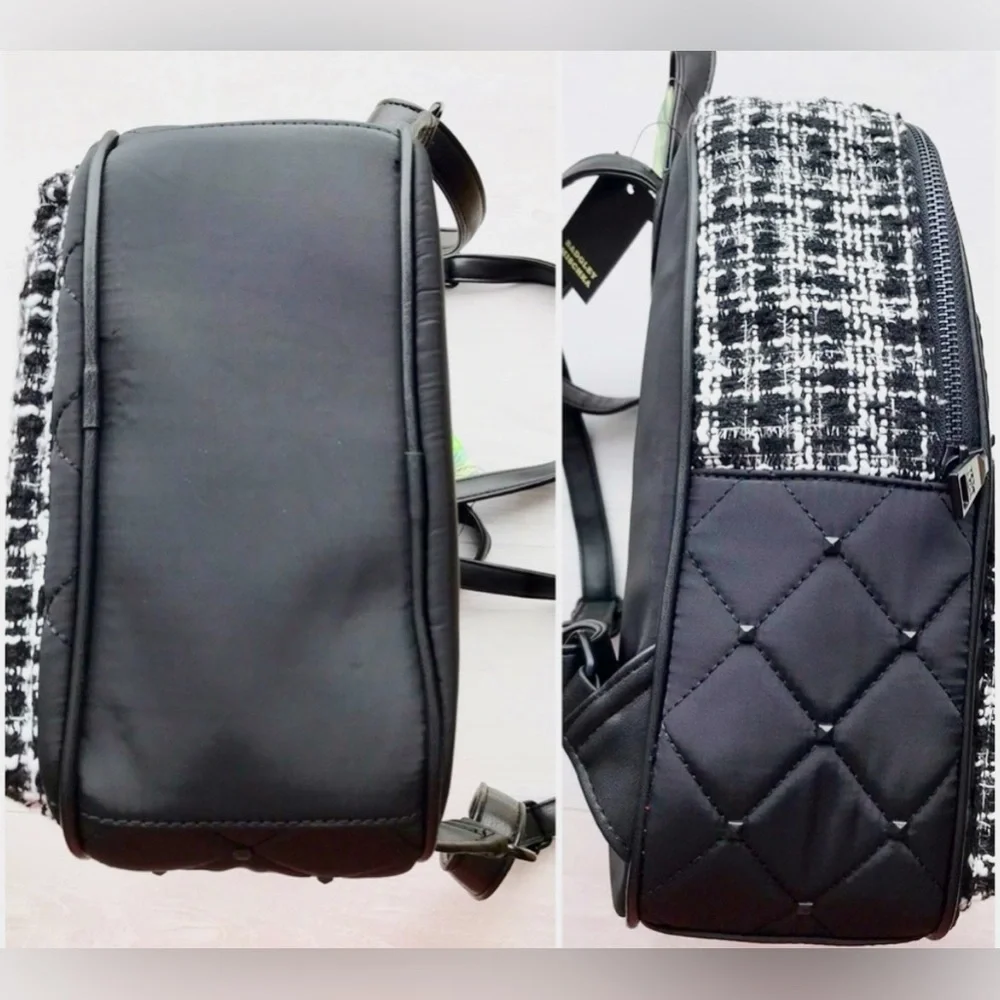 Badgley Mischka BNWT Big Diamond Quilted Nylon Tweed Backpack in packaging - Picture 6 of 8